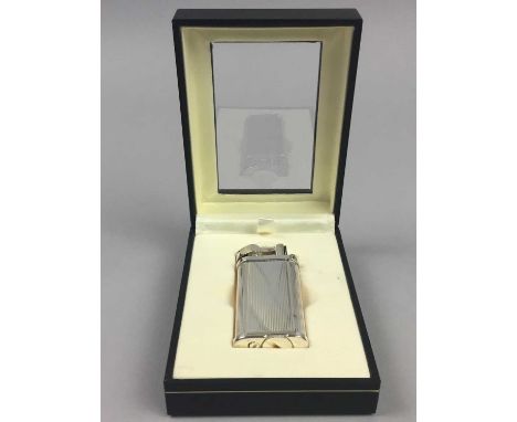 DUNHILL 'UNIQUE' LIGHTER,marked WF 477893 to base, boxed, along with another Dunhill lighter (2)