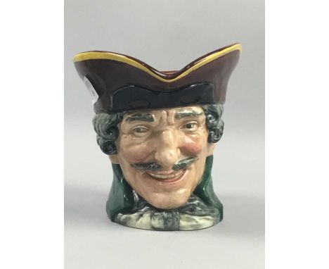 ROYAL DOULTON CHARACTER JUG,of 'Dick Turpin', along with a ceramic comport, moulded water jug, glass claret jug and a glass b