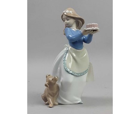 NAO FIGURE OF 'PUPPY'S BIRTHDAY',19cm high, along with five other Nao figures, including a figure of a girl playing the violi