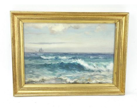 Alexander Carruthers Gould (1870-1948), oil on panel, maritime scene. Signed. Gilt frame: 43cm x 31.5cm