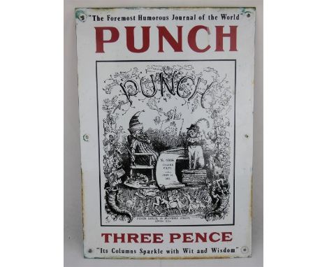 Vintage Punch Magazine enamel advertising sign - 52cm x 36cm