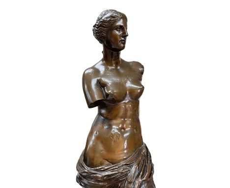 AFTER THE ANTIQUE, patinated bronze - Venus De Milo, 19th C., inscibed 'F. Barbedienne Fondeur', with circular 'A Collas Redu