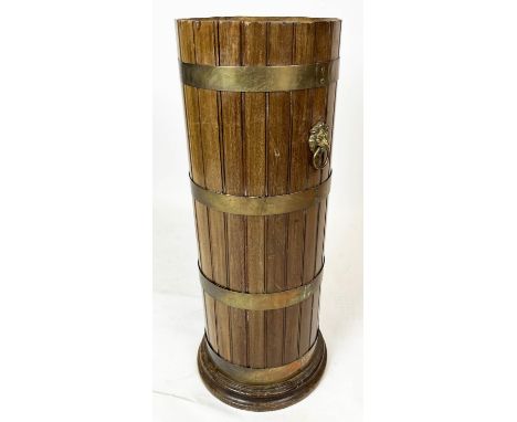 STICK STAND, 78cm H x 28cm, oak, brass bound metal liner. 