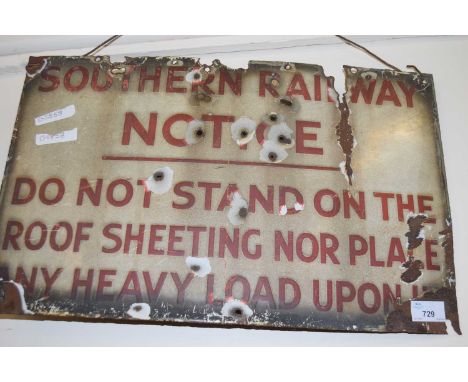 A Southern Railways enamel notice sign, 50cm wide