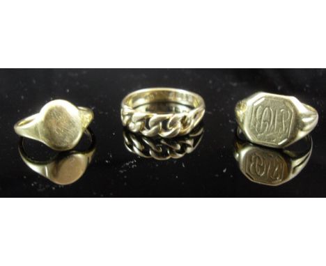 Three 18 carat gold rings CONDITION REPORTS All rings 18 carat gold - total 12.9 g.  General light scratching and signs of we