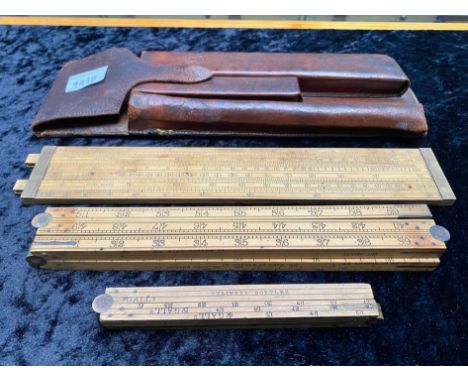 Antique Cask or Bottle Measuring and Gauging Tools comprising 6-fold and 4-fold measuring devices and 1 other for cask and bo