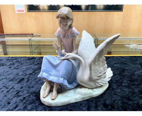 Lladro Nao Figurine 'My Swan Girl' No. 1008.  1985 Retired Rare Figure.  Measures 7.5'' high.