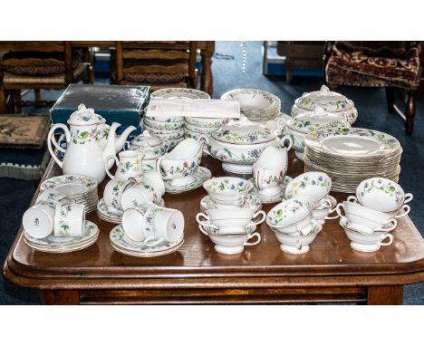 Large collection of Royal Worcester Arcadia - to include- 16 large dinner plates, 10 small bowls, 3 large tureens, 8 tea cups