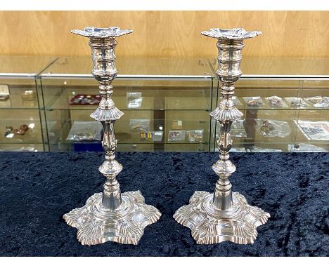 Gorham - American Silversmiths Superb Quality Pair of Reproduction Silver Plated Heavy Cast Candlesticks by Myer Myers - New 