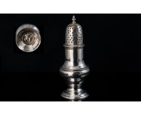 George III Superb Sterling Silver Sugar Castor of Small Proportions, hallmark London 1763, maker Richard Palmer.  Silver weig