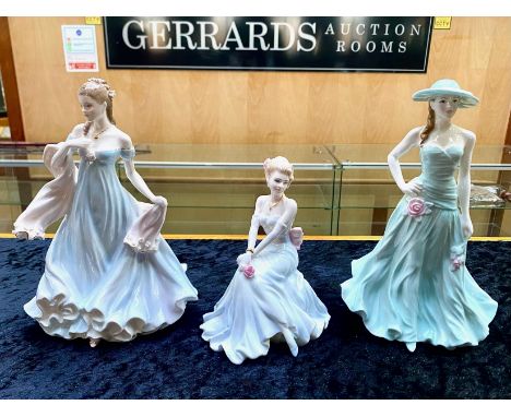 Two Large Royal Worcester Figures and One Coalport Figure, one Royal Worcester titled 'With All My Heart', the second, 'Seren