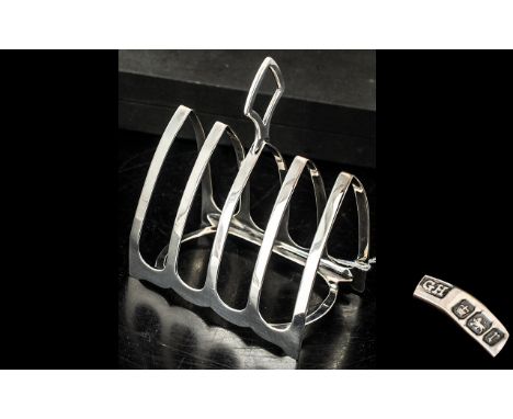 Sterling Silver Toast Rack of Small Proportions. Fully Hallmarked For Silver, Harrison Brothers &amp; Howson, Sheffield 1936.