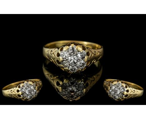 Gents 18ct Gold - Pleasing Diamond Set Dress Ring, marked 18ct to interior of shank.  The pave set round diamonds of excellen