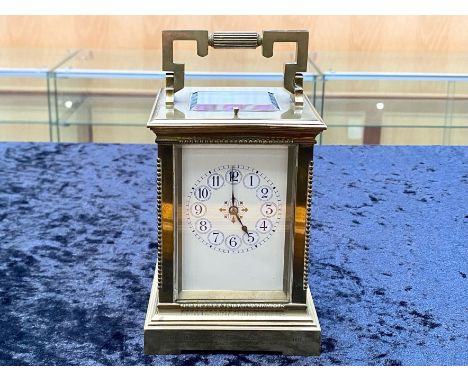 Henri Jacot Paris - Superb French 8 Day Striking &amp; Repeating Carriage Clock, circa 1880.  The case is polished brass with