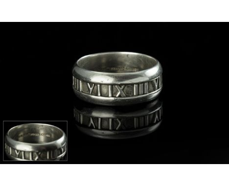 Tiffany &amp; Co. Atlas 2003 Sterling Silver Ring, marked Tiffany &amp; Co. to interior of shank.  Ring size W - large.  Weig