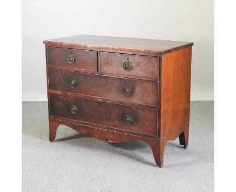 A 19th century mahogany chest, containing two short over two long drawers, on swept bracket feet107w x 50d x 86h cm
