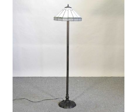 A modern Tiffany style standard lamp and shade153cm high overallCondition report: Looks to be complete. Shade slightly dirty.