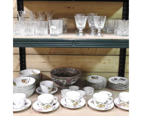 A collection of Royal Worcester Evesham pattern tea and dinner wares, together with a collection of Brierley cut glass and a 