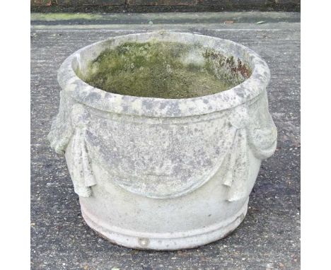 A reconstituted stone garden planter, decorated with swags40 x 33cm