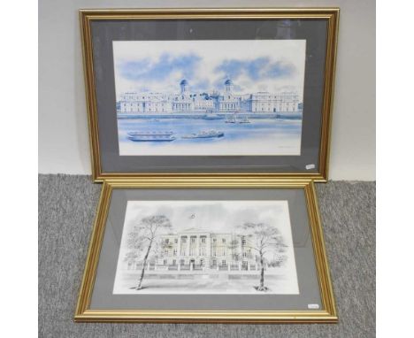 Ronald Maddox, b1930, Apsley House, limited edition print, numbered 103/120, 33 x 44cm, together with Royal Naval College Gre