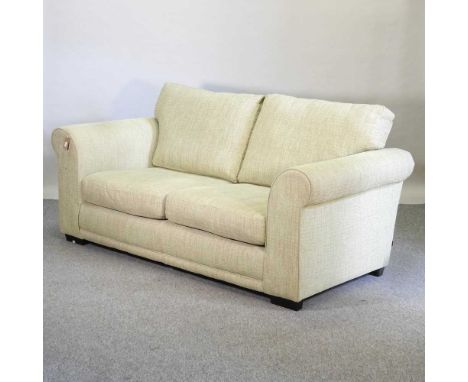 A Next green upholstered sofa, with loose cushions183w x 87d x 85h cmCondition report: Overall condition is clean, with no si