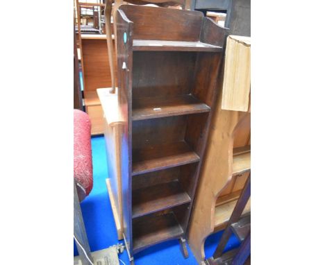 A small Edwardian oak book shelf, dimensions approx H118 W31 D15cm
