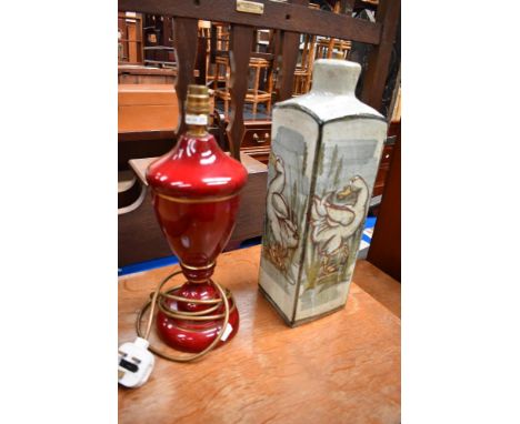 A studio pottery lamp base and similar lamp.