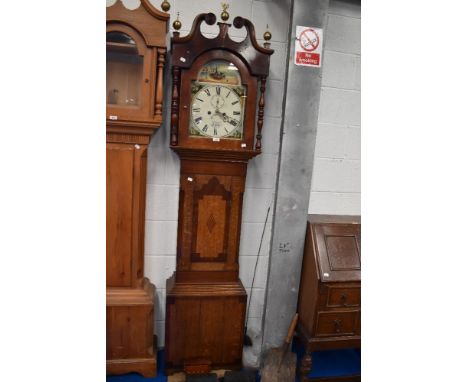 A Victorian long case clock J Pearson Louth with painted face.