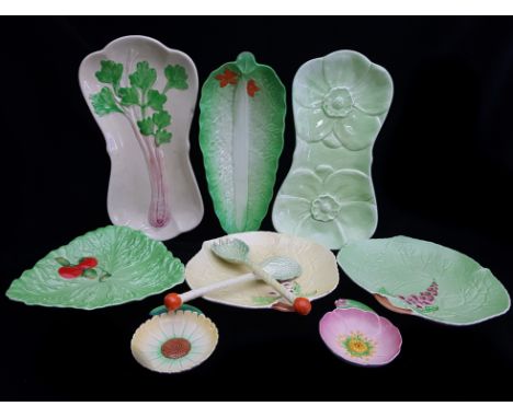 Mid Century Ceramics - Two Carltonware fox glove serving dishes; a Carltonware lettuce and tomato triangular salad dish; two 