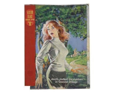 'CRIME OF VIOLENCE',1958, original painted artwork for the pulp fiction Sexton Blake novel/book 'Crime of Violence' by James 
