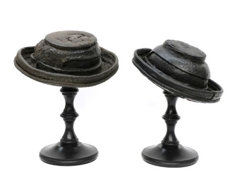 BOBBIN HATS,late 19th/early 20th century, a rare pair of London Billingsgate Fish Market porters' ‘bobbin’ hats, one of the h