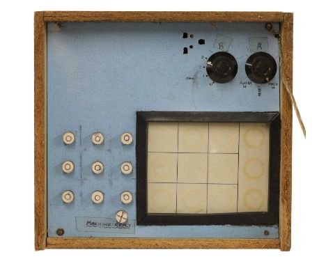 EARLY COMPUTER,1960, a rare home-made valve noughts and crosses style computer game, in chipboard box and sliding cover with 