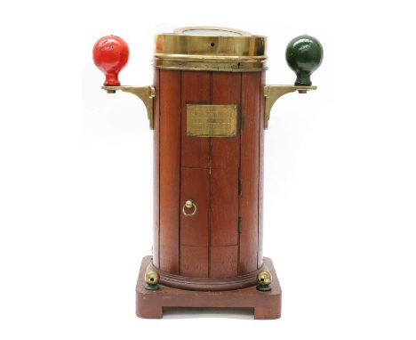 BRASS COMPASS,1930s, Australia, E Esdaile &amp; Sons, Sydney, mounted in a miniature mahogany binnacle c.1970, 45cm highCondi