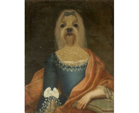 *THIERRY PONCELET (Belgian, b.1946)Portrait of a terrier ladysigned l.r., oil on canvas74.5 x 59.5cmProvenance: From the coll