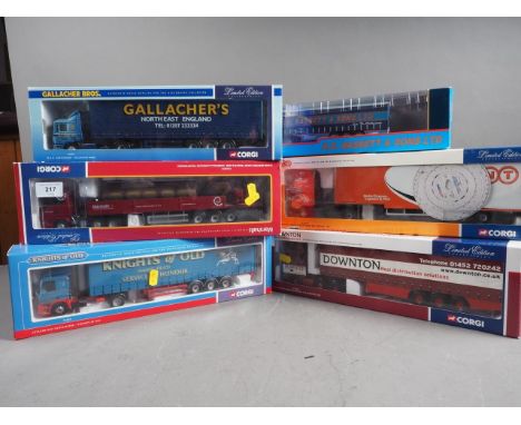 A Corgi Diecast model limited edition Scania Dropside Crane Trailer &amp; Load, Marshalls Landscape Transformers, a similar l