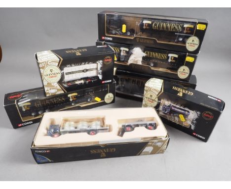 Seven Corgi Diecast model Guinness trucks and lorries, including a limited edition Guinness AEC MKV Mammoth Major Tanker and 