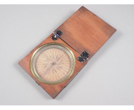 An 18th century style mahogany cased compass, 5 3/4" square 