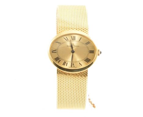 Baume &amp; Mercier - a lady's 18 carat gold bracelet watch, 20 x 27mm gold-coloured roman numeral dial in a 24 x 28mm 18 car