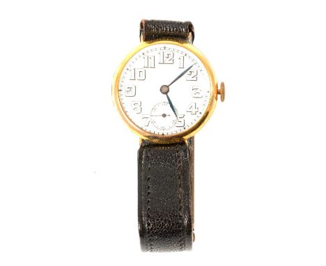 Rolco - a 9 carat yellow gold wristwatch, 25mm plain white enamel dial with subsidiary seconds dial in a 9 carat yellow gold 