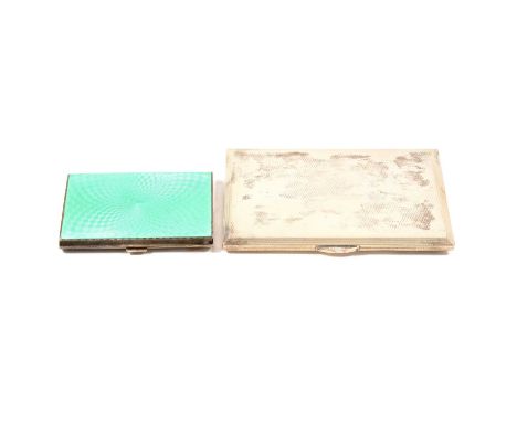 Two silver cigarette cases, a silver cigarette case, A Nicholls &amp; Son, London 1946, engine-turned, engraved name and date