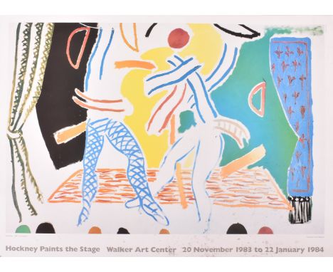 David Hockney - Two Dancers - a retro 1983 exhibition print on board for the Hockney Paints The Stage at the Walker Art Cente