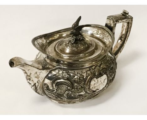 HM SILVER GEORGIAN TEAPOT WITH EAGLE MOTIF
