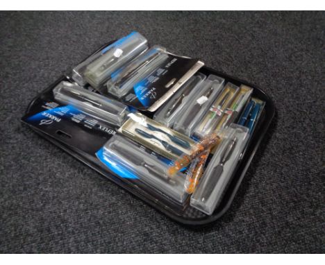 A tray of pens including Parker and Pentel etc 