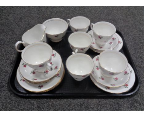 A tray of twenty piece Colclough bone china rose patterned tea service 