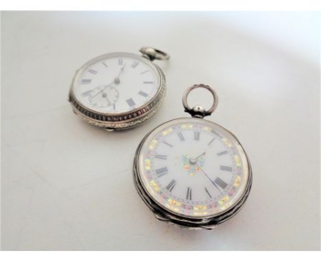 Two Continental silver and enamel fob watches (2) 