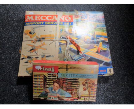 A boxed Meccano Airport Service Set No. 4 and a boxed Triang Arkitex scale model construction kit 