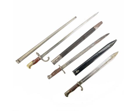 French chassepot bayonet the spine engraved St. Etienne, Mass 1876, with matching scabbard, German Waffenfabrik Bayonet and B