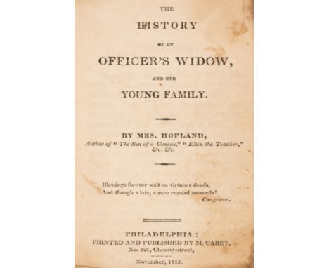 Woman writer.- Juvenile.- Hofland (Barbara) The History of an officer's widow and her young family, pp.27/28 lower corner tor