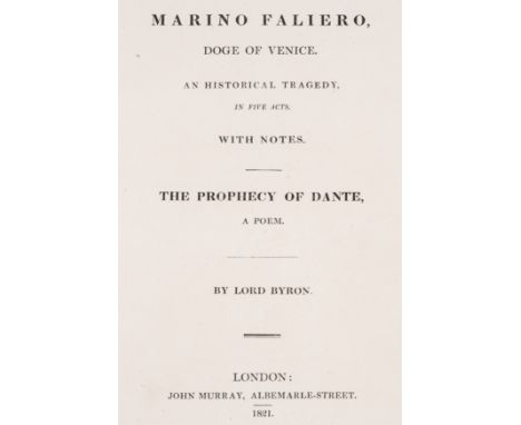 Byron (George Gordon Noel, Lord) Marino Faliero, Doge of Venice, first edition, &nbsp;first issue with&nbsp;Doge's speech on 