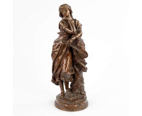 Adrien Etienne GAUDEZ (1845-1902) 'Mignon'Patinated bronze.Dimensions:(D:15 x W:17 x H:42 cm)